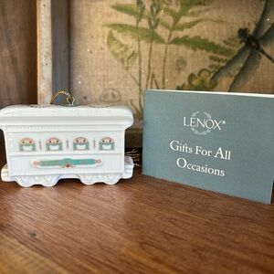 RARE VINTAGE LENOX 1991 YULETIDE EXPRESS DINING CAR HANGING ORNAMENT W/BOX EUC